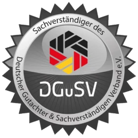 Siegel: Sachverständiger des Deutscher Gutachter und Sachverständigen Verband e.V. (DGuSV)